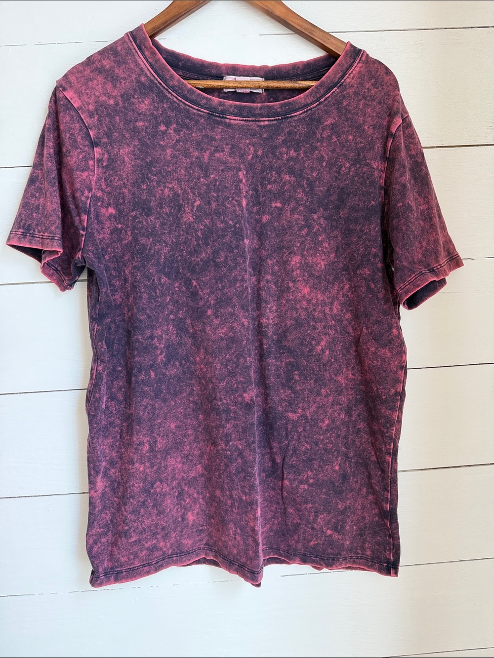Zenana Outfitters Vintage Mineral-Wash Short Sleeve Tee in Faded Pink